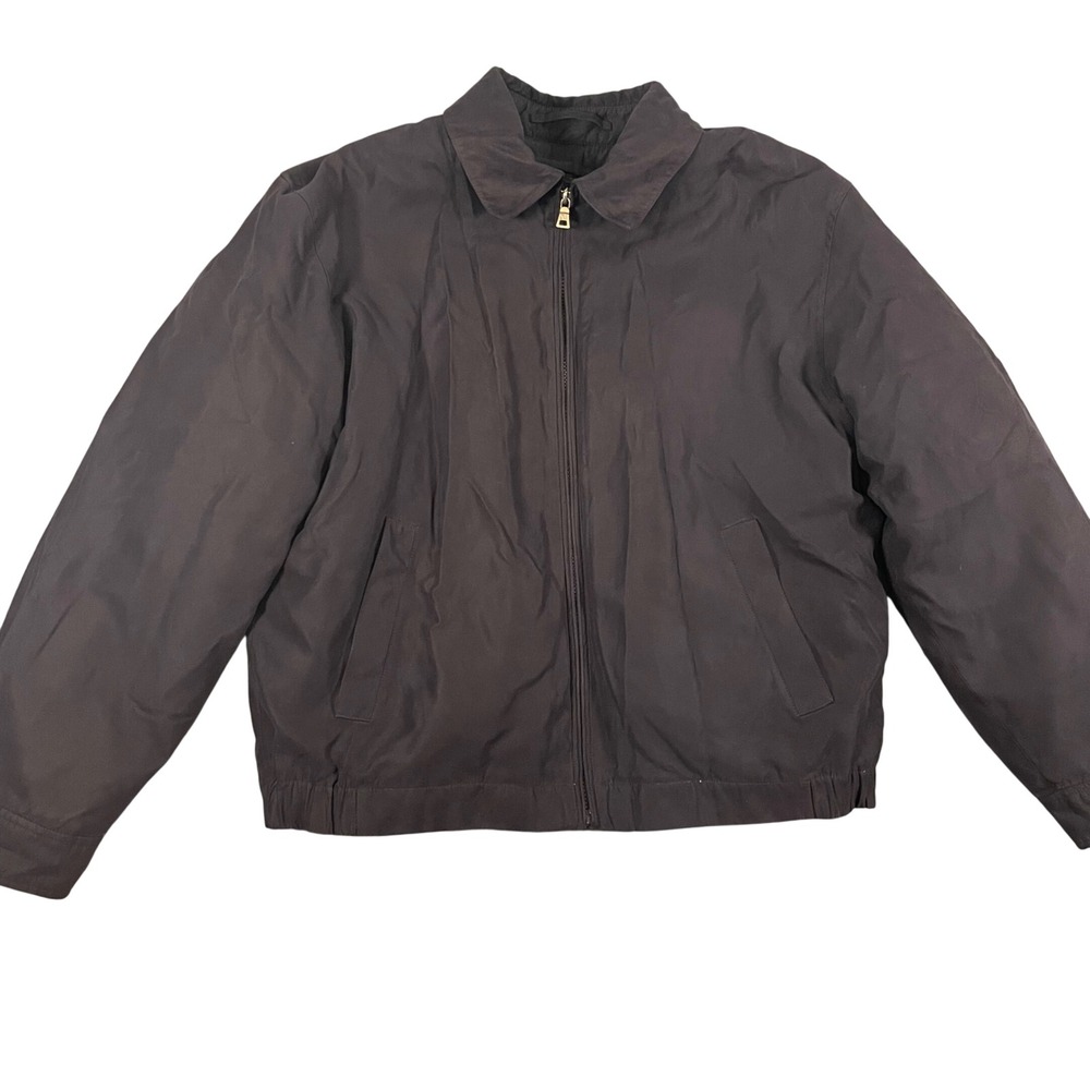 Jos A Bank Men's Bomber Jacket Black Size M Removable Liner Full Zip